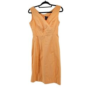 Y2K Babydoll Orange V Neck Dress Women Size 6 Vacation Sundress Going Out Office